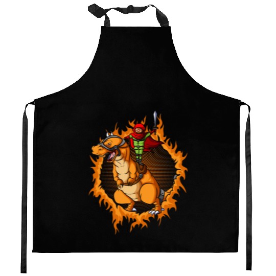 The Assassin With Tyrannosaurus Rex Kitchen Aprons
