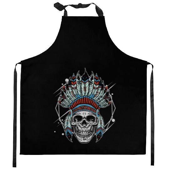 Indigenous Native American Skull Head Kitchen Aprons