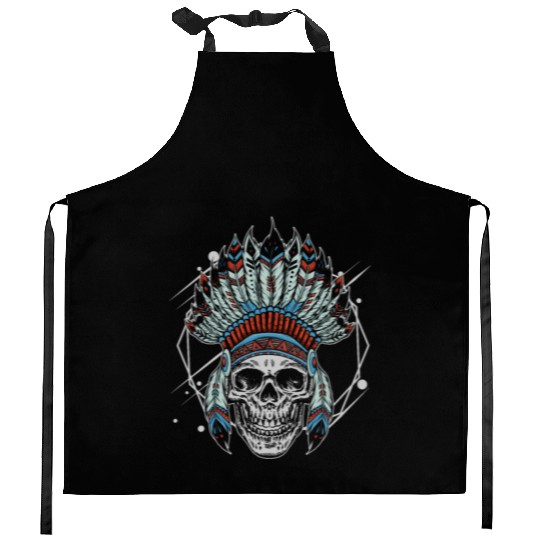 Indigenous Native American Skull Head Kitchen Aprons