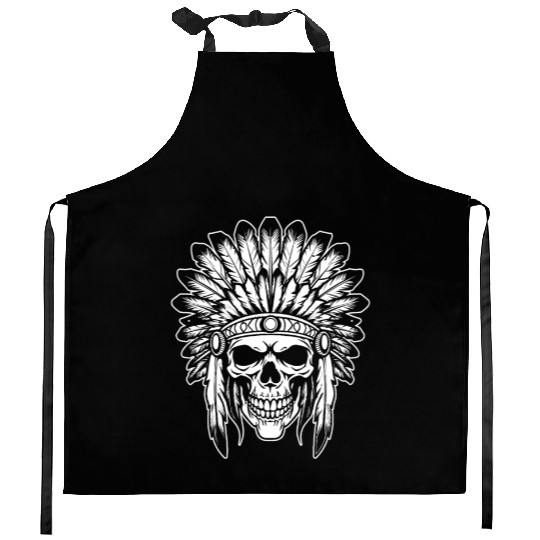 Indigenous Native American Skull Head Kitchen Aprons