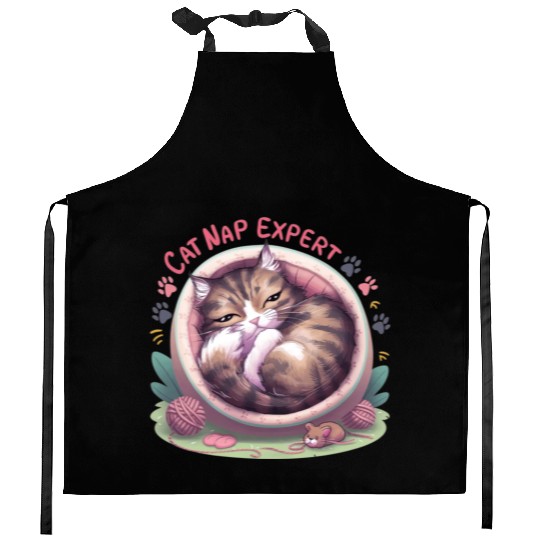 Cat Nap Expert - Funny Cat Outfit! Kitchen Aprons