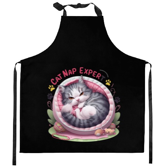 Cat Nap Expert - Funny Cat Outfit! Kitchen Aprons