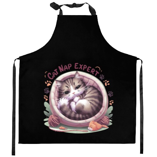 Cat Nap Expert - Funny Cat Outfit! Kitchen Aprons