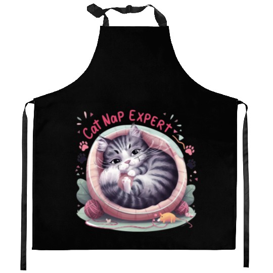 Cat Nap Expert - Funny Cat Outfit! Kitchen Aprons