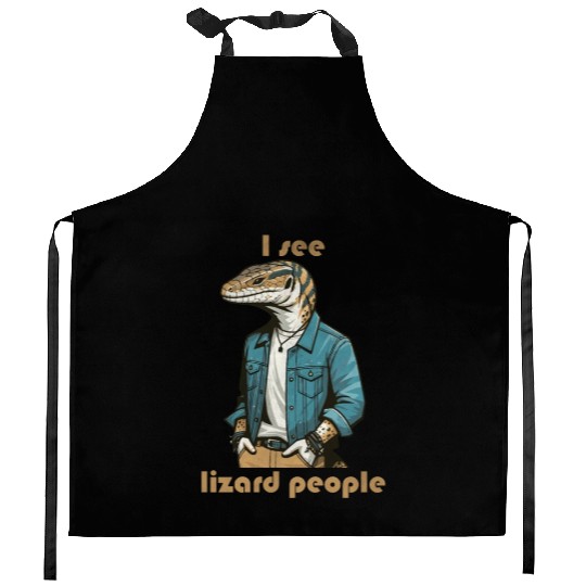 I see lizard people Kitchen Aprons