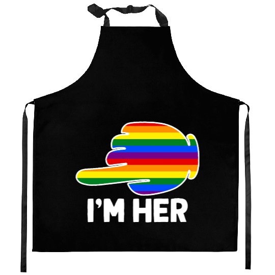 I'm Hers Rainbow Lesbian Couple Funny LGBT Pride Kitchen Aprons