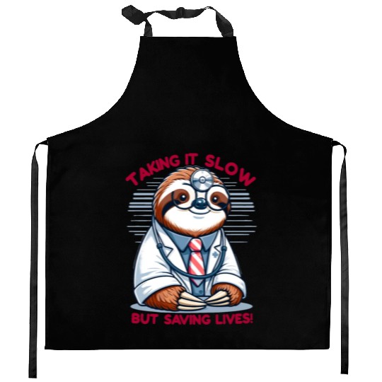 Sloth as a Doctor with Medical Humor Kitchen Aprons