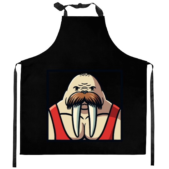 Walrus Wrestler Kitchen Aprons