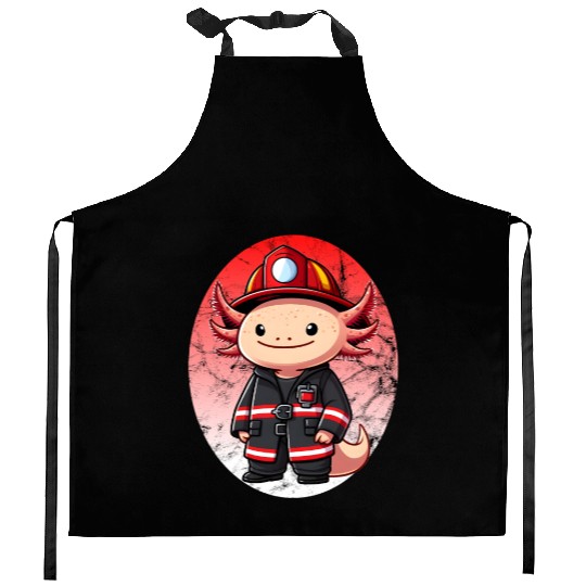 Axolotl Firefighter Kitchen Aprons