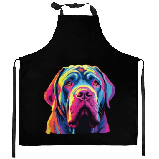 Watercolor Colorful Neapolitan Mastiff Kitchen Aprons