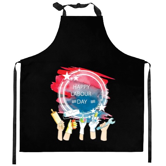 Labor Day Celebration Artwork Kitchen Aprons