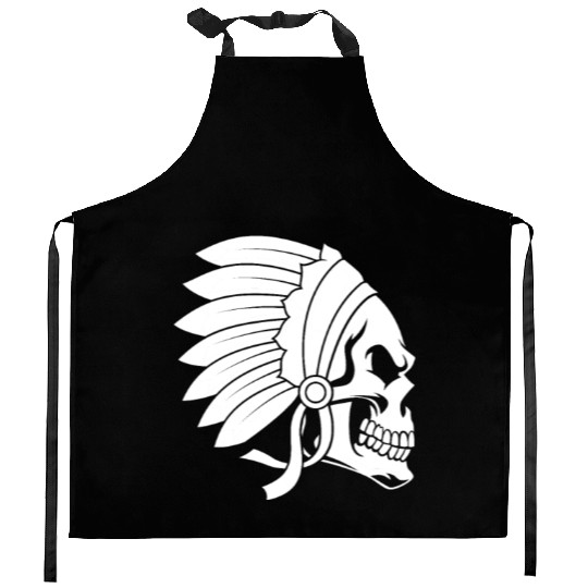 Indigenous Native American Skull Head Kitchen Aprons