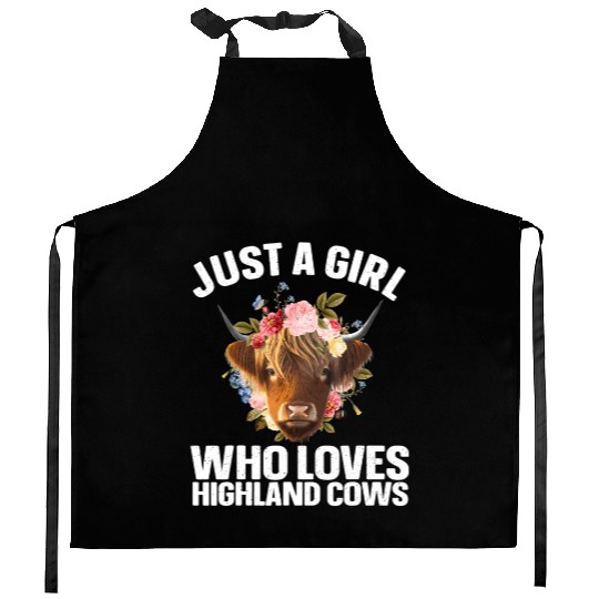 Cool Highland Cow Art For Girls Women Scottish Kitchen Aprons