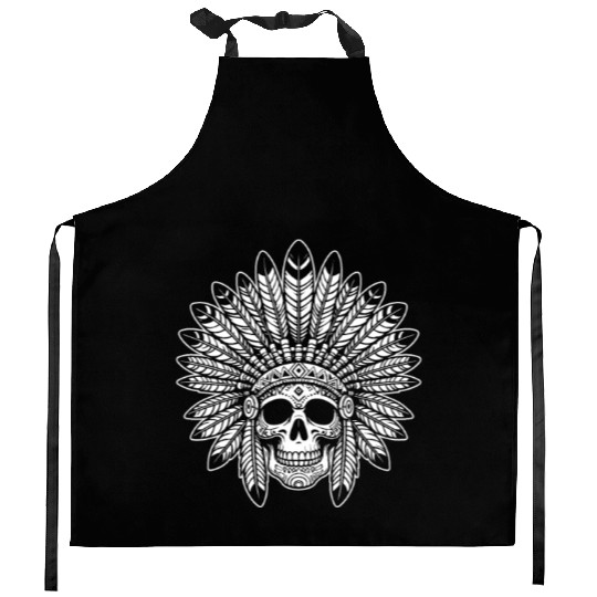 Indigenous Native American Skull Head Kitchen Aprons