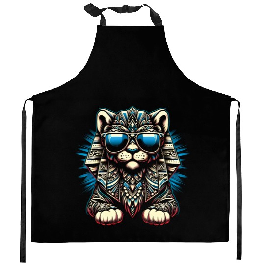 Cartoon sphinx cute and fun, vintage, Dark better Kitchen Aprons