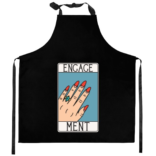 Engagement - Engaged Tarot Card - Wedding Proposal Kitchen Aprons