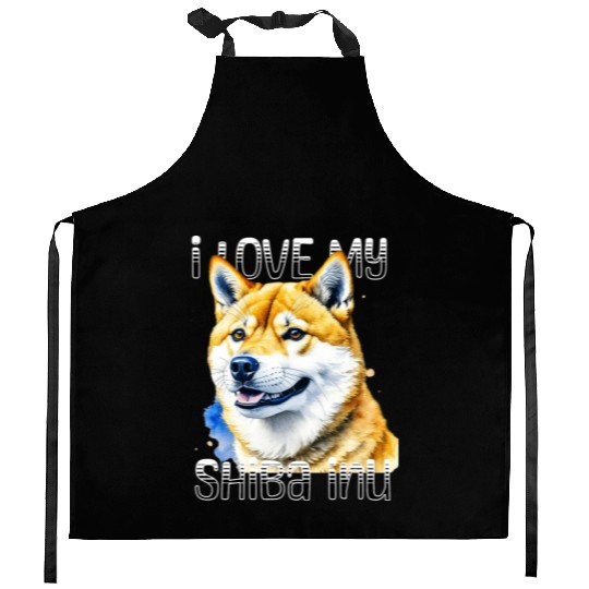 I Love My Shiba Inu Kitchen Aprons