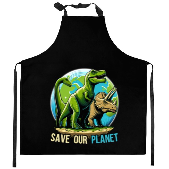 Save Our Planet Dinosaurs Kid Cute Earth Day Boys Kitchen Aprons