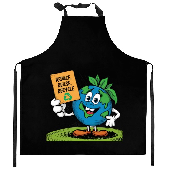 Reduce, Reuse, Recycle Earth day - April 22 Kitchen Aprons