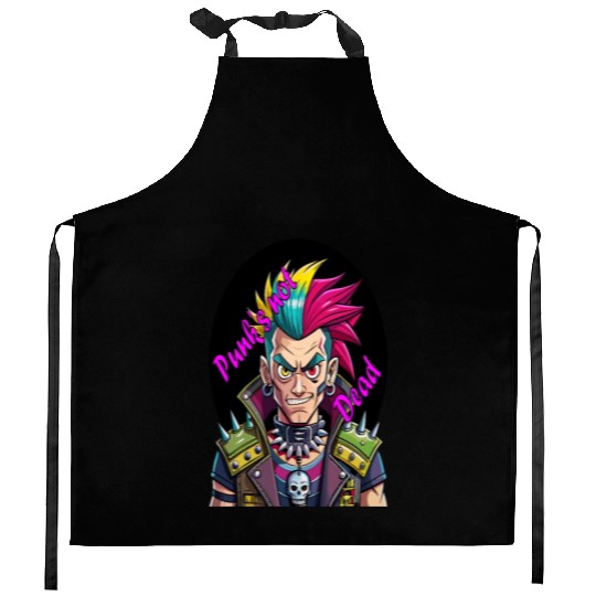 Rebel's Gaze: A Tribute to Punk's Resilience Kitchen Aprons