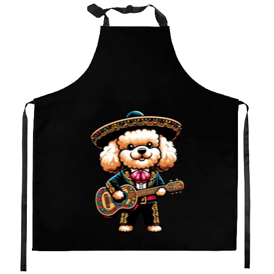 Poodle as Mariachi Guitarist Cinco de Mayo Kitchen Aprons