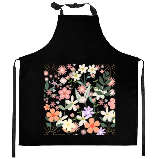 Boho Wildflowers Floral Nature Kitchen Aprons