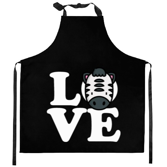 LOVE Zebra Funny Stripes Animal Face African Pun Kitchen Aprons
