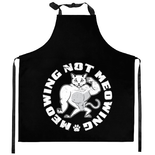 Mewing Not Meowing Funny Cat Meme Jawline Kitchen Aprons