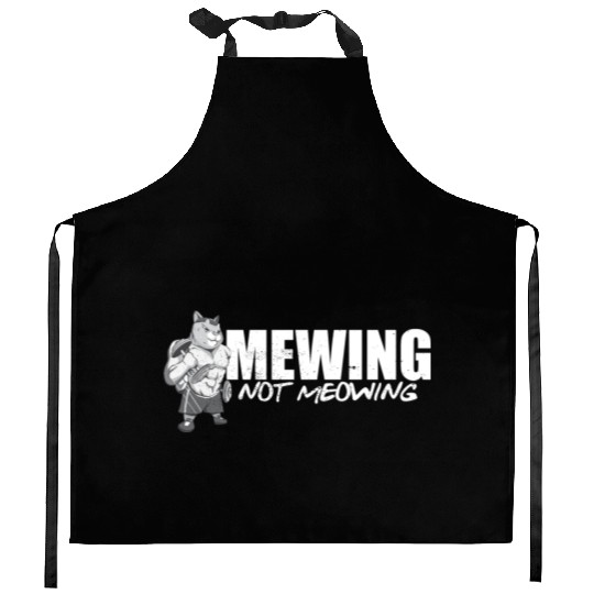 Funny Cat Meme Mewing Not Meowing Jawline Kitchen Aprons