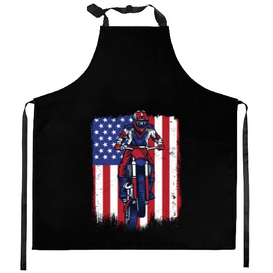 Motocross American Flag Motorcycle Racing Riders Kitchen Aprons