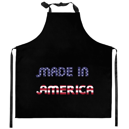 Made in America American Flag Font Funny Patriotic Kitchen Aprons