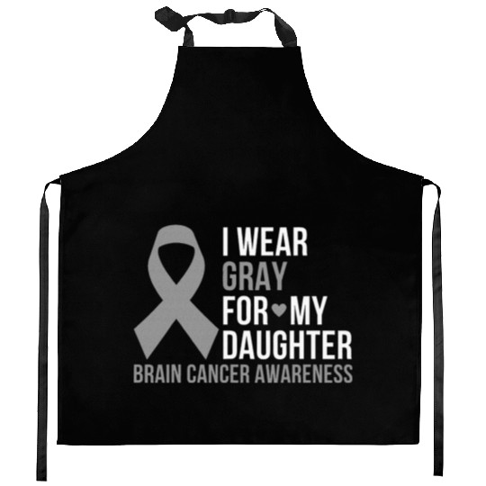 I Wear Gray For My Daughter Brain Cancer Kitchen Aprons