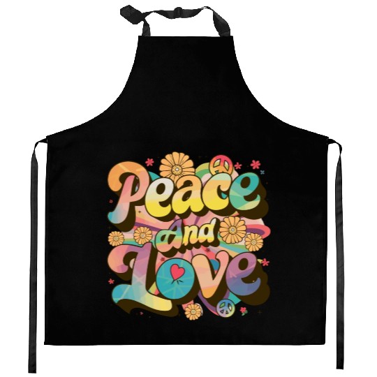 Peace And Love Hippie 1960`s 1970`s Kitchen Aprons