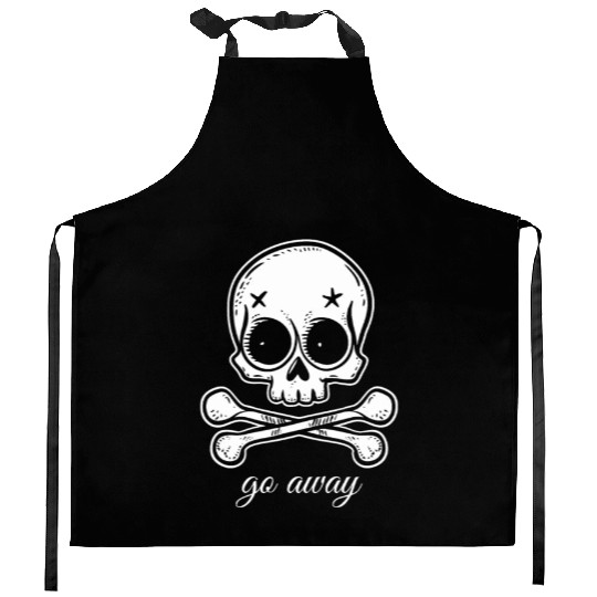 Go Away | Skull and Crossbones Kitchen Aprons