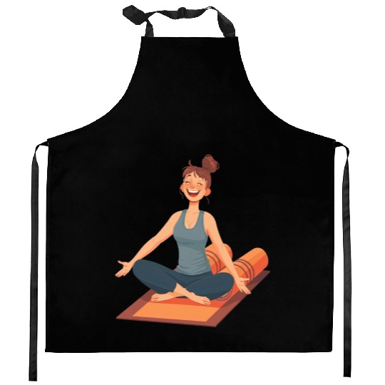 Joyful Yoga Moment Meditation Pose Kitchen Aprons