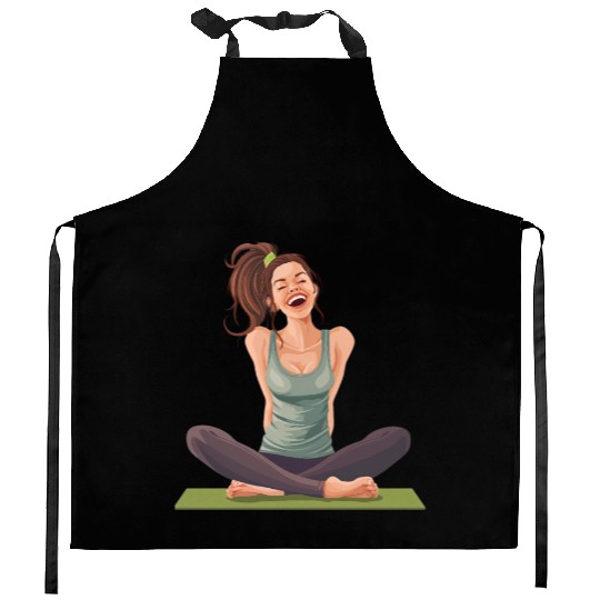 Joyful Yoga Moment Meditation Pose Kitchen Aprons