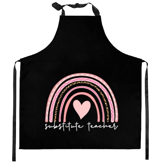 Substitute Teacher Boho Rainbow Back To School Kitchen Aprons