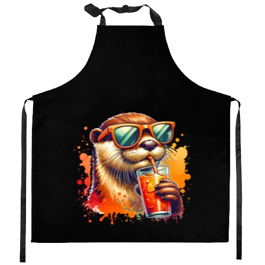 Cute Sea Otter Kitchen Aprons Gift for Animal Lover
