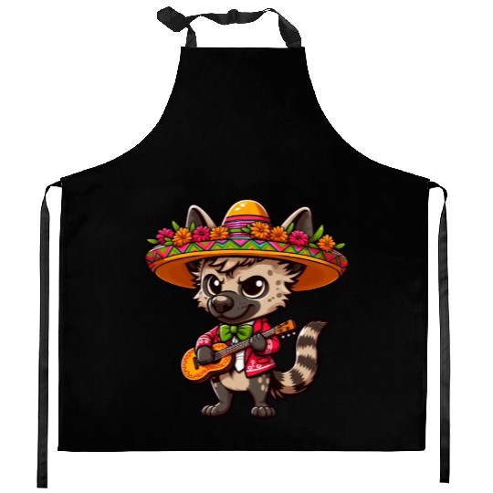 Cinco de Mayo Hyena Mariachi Guitar Kitchen Aprons