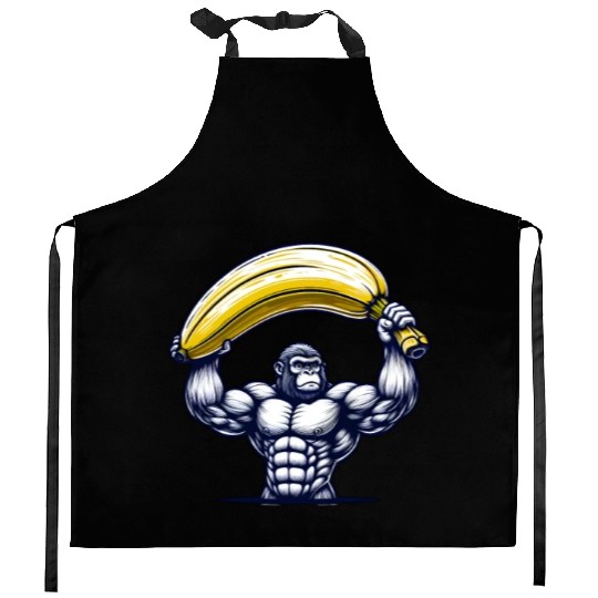 Monkey with Big Banana Kitchen Aprons