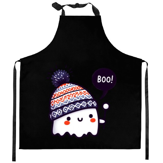 Ghostly Surprise with Knitted Hat Kitchen Aprons