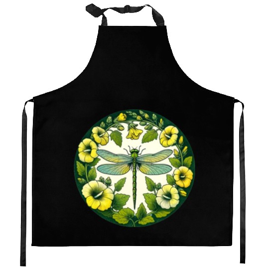 Green Dragonfly Kitchen Aprons