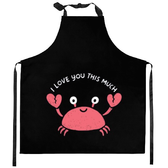 I love you this much, kawaii lobster Kitchen Aprons