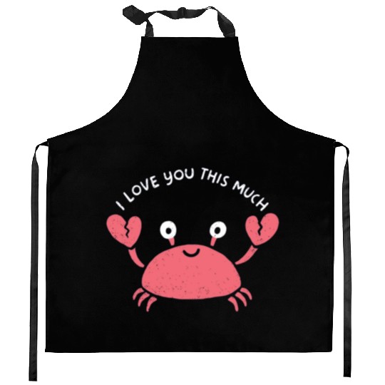 I love you this much, kawaii lobster Kitchen Aprons