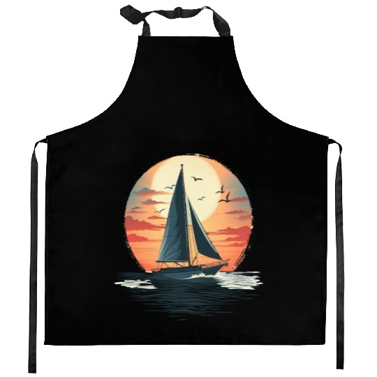 Sail Into The Sunset Nautical Adventure Kitchen Aprons