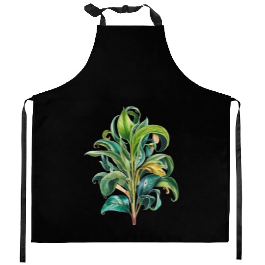 Watercolor Plant Hand Painted Kitchen Aprons