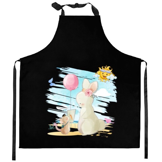 Rabbit Mama Want Sent Postcard Using Post Mouse Kitchen Aprons