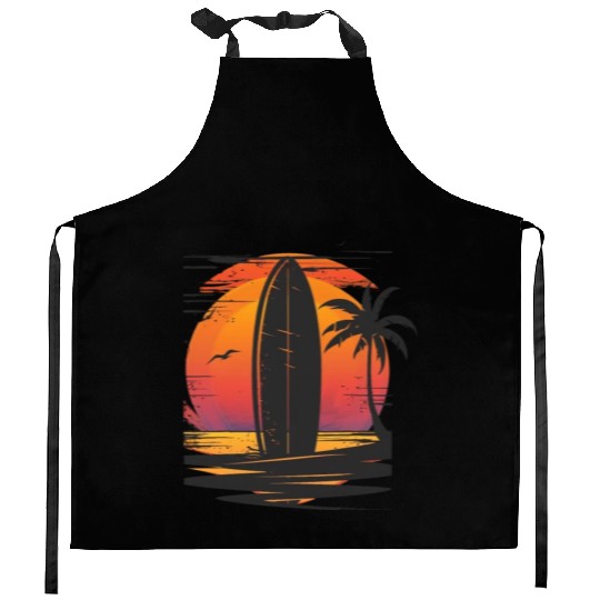Sunset Surfing Retreat Tropical Vibes Kitchen Aprons