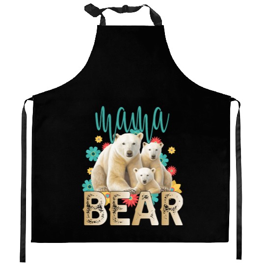 Mama Bear Gift Rose Flowers Mama Bear with 2 Cubs Kitchen Aprons