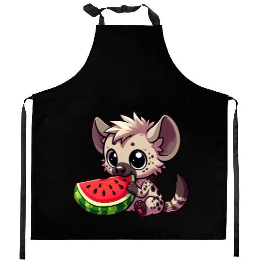Hyena with Watermelon Summer Fruit Kitchen Aprons